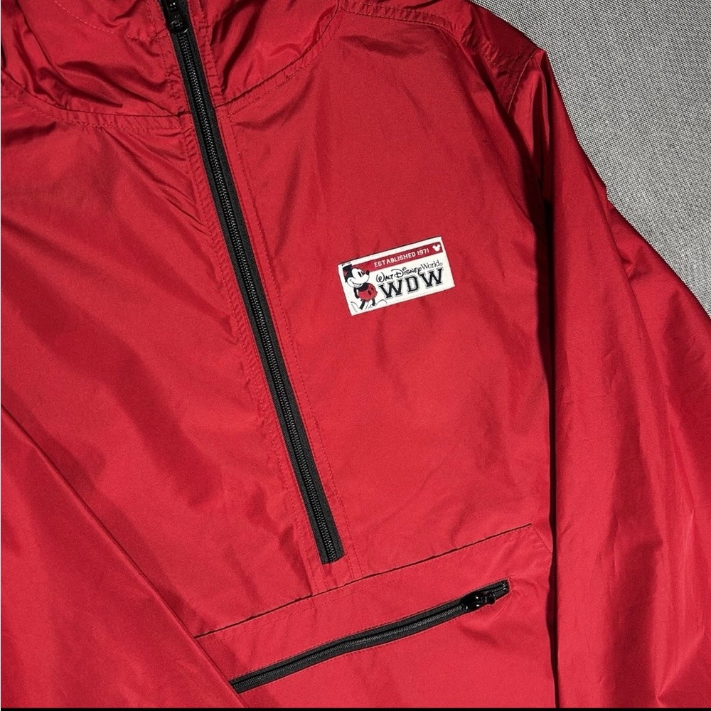 Disney Mickey Mouse WDW Anorak Jacket Unisex Polyester Red Small Streetwear